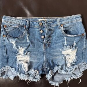 Almost Famous Frayed Blue Jean Shorts